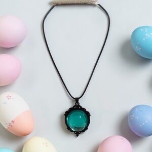 Teardrop Blue Glass Pendant Necklace